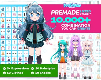 Customizable Anime Girl Premade Loli Vtuber with 50 Dress, Hair, Eye Color, and Shoe Options