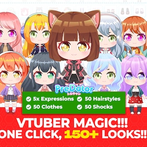 Unlock Limitless Vtuber Chibi Styles : Mix & Match 150+ Live2D Vtuber Elements!