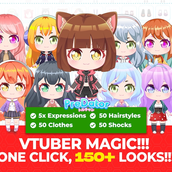 Desbloquea estilos Vtuber Chibi ilimitados: ¡Mezcla y combina más de 150 elementos Live2D Vtuber!