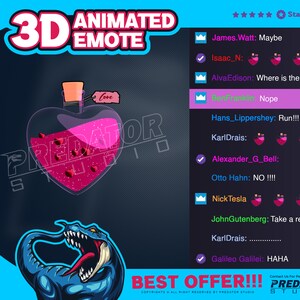 3D Animated Emote, Twitch Sub Emotes, Twitch Emote Pack, Cute Emotes, Game Emote - Animated Emote Love Potion for Twitch and Discord