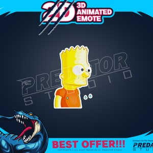 Bart Simpons 3D Animated Emote, Kick Emote, Emotes Commission, Streamer Emotes, Twitch Bit Emotes, Gif Emotes, Twitch Emote image 5