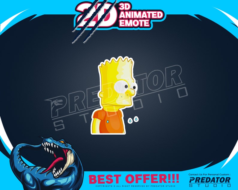 Bart Simpons 3D Animated Emote, Kick Emote, Emotes Commission, Streamer Emotes, Twitch Bit Emotes, Gif Emotes, Twitch Emote image 5