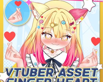 Gesto de corazón con los dedos de una VTuber / Recurso Live2D