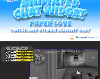 Widget de bate-papo animado do Twitch: Sobreposição de elementos de streaming de amor de papel