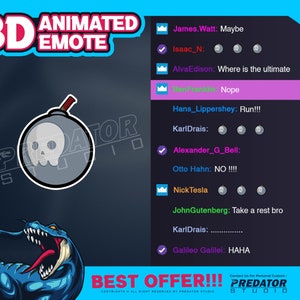 Bomb 3D Animated Emote, Twitch Emote, Kick Emote, Emote Commission, Gif Emote, Twitch Emote Pack, RIP Emote, Ghost Emote, Cartoon Emote