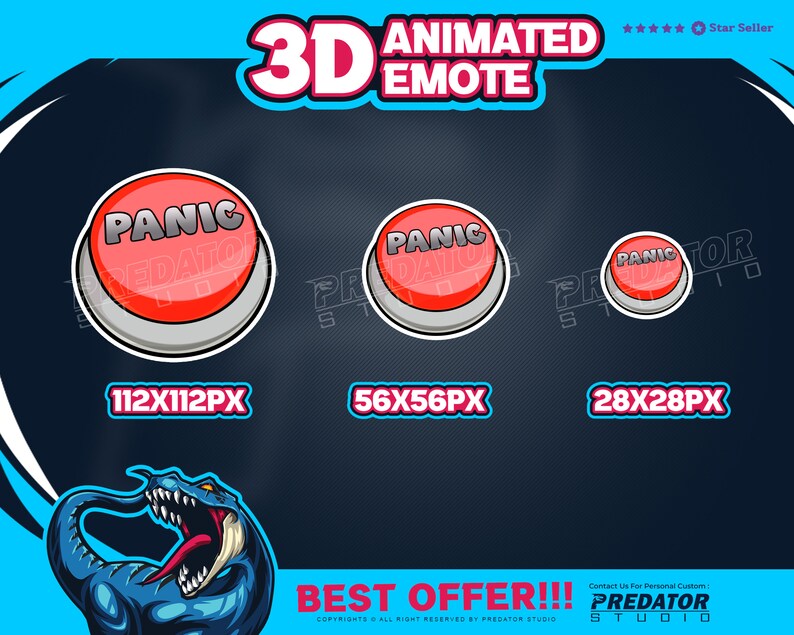 3D Animated Panic Button Emote: Twitch/discord Streamer Emotes - Etsy