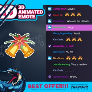 Christmas Bell 3D Animated Emotes, Twitch Emote, Christmas Emotes, Animated Emotes, Emote Commission, Twitch Emotes Chibi, Streamer Emotes