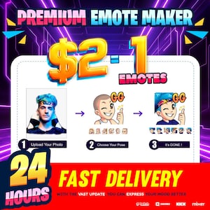 High-Quality AI-Generated Custom Twitch Emotes for Your Twitch Stream. 2 USD - 1 EMOTE