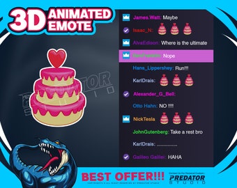 Emote animée 3D Gâteau de la Saint-Valentin, Emote banderoles, Emote gâteau, Emote Saint-Valentin, Emotes Bit, Emotes Discord, Emotes animés, Emotes Twitch