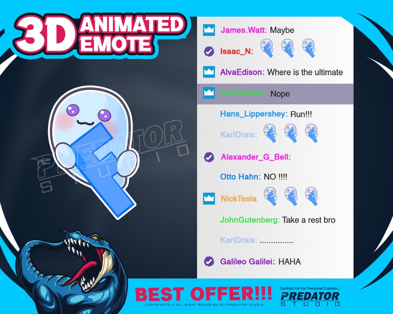 Predator Emotes 3D Animated F Ghost Emote, Twitch/discord Stream Overlay - Etsy