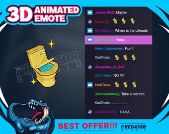 Dancing Toilet 3D Animated Emote, Emotes Twitch, Kick Emote, Emote Commission, Twitch Emotes Chibi, Twitch Emotes Funny, Cartoon Emote