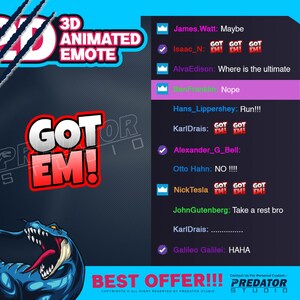 Got Em! 3D Animated Text Emote, Emote Twitch, Animated Emotes, Text Emote, Streamer Emotes, Free Twitch Emote, Gif Emotes, Discord Emote