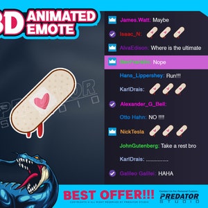 Bandage 3D Animated Emote, Twitch Emote, Kick Emote, Emote Commission, Cartoon Emotes, Twitch Emote Pack, Cute Emotes, Twitch Sub Emote
