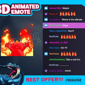 Emote animata 3D Hellmo, Emote arrabbiata, Emote calcio, Commissione emote, Emote Gif, Emote di gioco, Emote Kawaii, Emote cartone animato, Emote Twitch