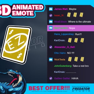 EZ Card 3D Animated Emote, Custom Twitch Emote, Card Emotes, Streamers Emote, Twitch Emotes, Animated Emotes, Bit Emotes, Twitch Emotes,