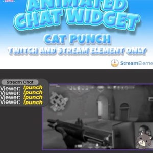 Animated Chat Widget Cat Punch for Transform Your Twitch Experience - Twitch Chat Widget, Twitch Experience, Animated Widget, Streaming