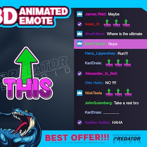 This Arrow 3D Animated Emote, Text Emotes, Kick Emote, Twitch Emotes, Emote Commission, Stream Emotes, Twitch Emote Pack, Discord Emote
