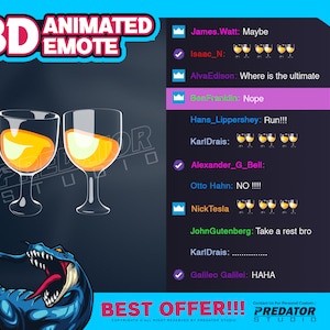 Cheers 3D Animated Emote, Kick Emote, Animated Emotes, Emotes Commission, Streamer Emotes, Twitch Bit Emotes, Gif Emotes, Twitch Emote