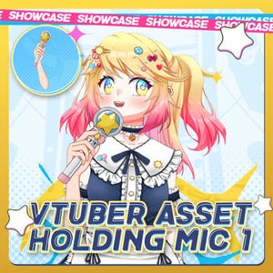 VTuber Asset Holding Microphone | Performance Ready VTuber Mic Prop | Live2D Mic Gesture | Live2d Model | Twitch Stream