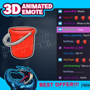 3D Animated Emote, Twitch Chat Emotes, Cool Emotes, Kick Emote, Stream Emotes, Twitch Sub Emotes, Custom Emotes, Gif Emotes - Bucket Emote