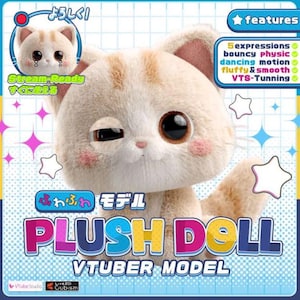 VTuber Model Winking Cat Plush | Live2D Avatar for Streamers | Live2D Model | Chibi Plush | Live2D Pet Character | Stream-Ready
