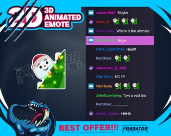 Lurk Snowman 3D Animated Emote, Kick Emote, Christmas Emotes, Animated Emotes, Discord Emotes, Emotes Commission, Twitch Chat Emote, Emote