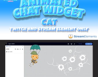 Widget de bate-papo Twitch de gato animado: elemento de transmissão interativo
