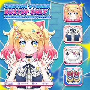 Custom Anime VTuber Live2D Bust-Up Model with Rigging