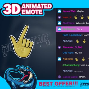 3D Animated Emote, Kick Emote, Stream Emotes, Gif Emotes, Emote Commission, Twitch Chat Emotes, Cartoon Emote - Hand Point Emote