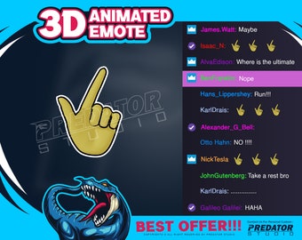 3D Animated Hand Point Emote: Twitch/Kick Stream (GIF/PNG)