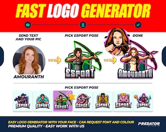 Semi-Custom Mascot eSports Logo Generator: Streamer Gaming Logo