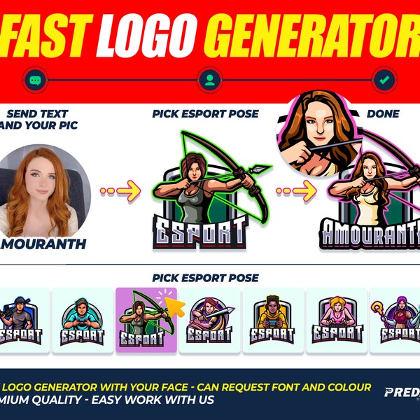 Semi-aangepaste Streamer-logogenerator, logo-ontwerp, streamer-logo, gaming-logo, logo-sjabloon, kick-logo, eSports-logo, logo, mascotte-logo