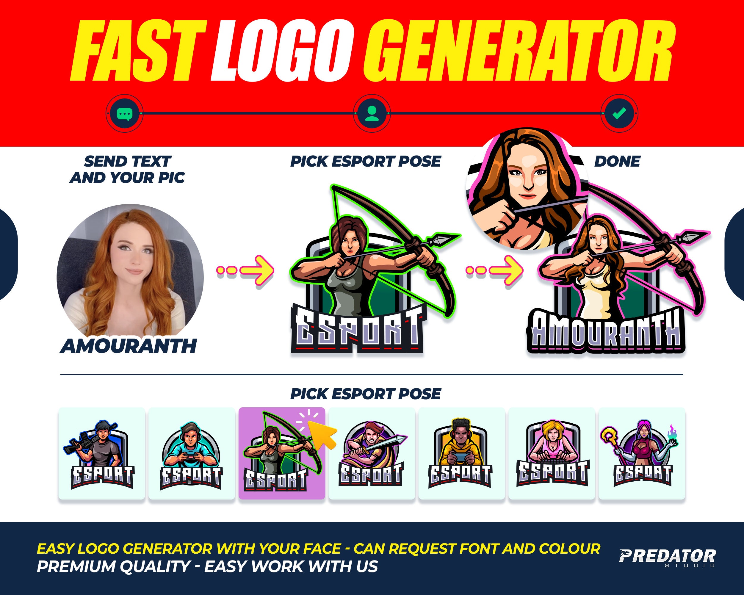 Premium Vector  Cute attractive gamer streamer girl esport logo template