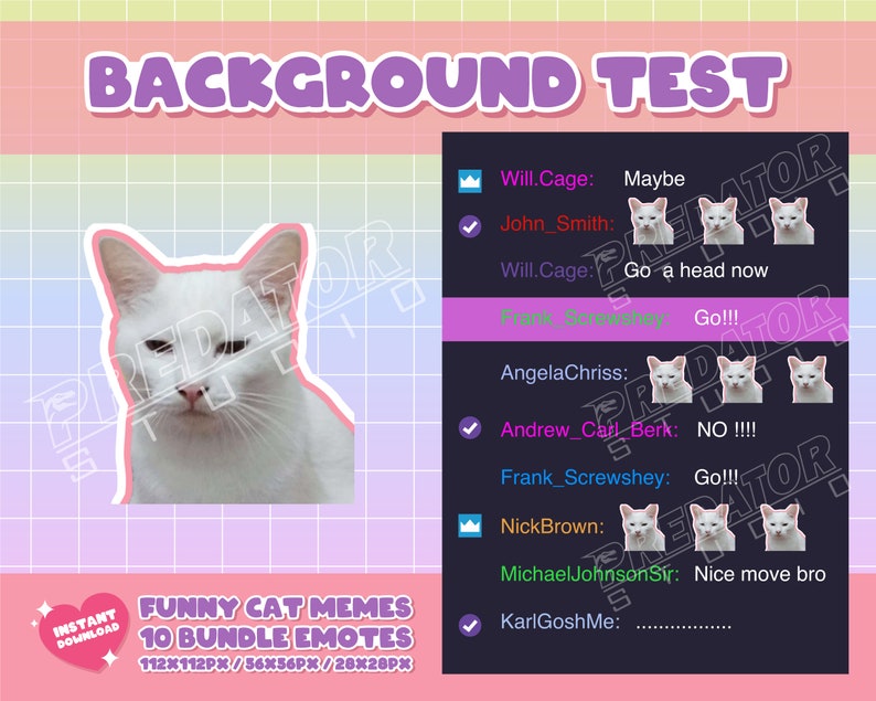 10 Cute Cat Memes Emote Pack 12 Emotes Twitch Emote - Etsy