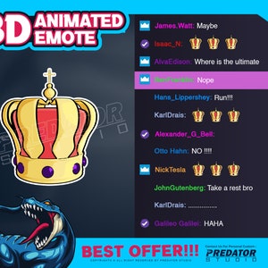 KING Crown 3D Animated Emote v5, Unique Emote, Emotes, Emote Commission, Crown Emote, Bit Emote, Custom Twitch Emote, Stream Emote