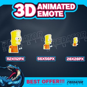 Bart Simpons 3D Animated Emote, Kick Emote, Emotes Commission, Streamer Emotes, Twitch Bit Emotes, Gif Emotes, Twitch Emote image 3