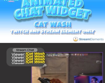 Animowany widżet czatu „Mycie kota” – nakładka Twitch StreamElements