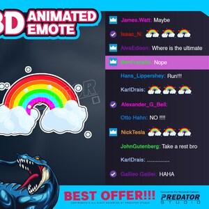 Rainbow 3D Animated Twitch Emote: Streamer Kick Emote (GIF & PNG)