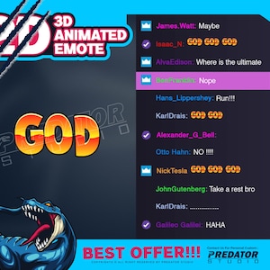 God 3D Animated Text Emote, Discord Emotes, Animated Emotes, Text Emotes, Stream Emotes, Gif Emotes, Twitch Chat Emotes, Emote Commission
