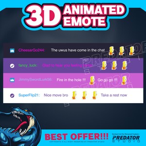 Bart Simpons 3D Animated Emote, Kick Emote, Emotes Commission, Streamer Emotes, Twitch Bit Emotes, Gif Emotes, Twitch Emote image 4