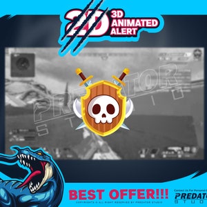 3D Animated Alert Skull Sword V1, Twitch Alert, Stream Alerts, Alert Twitch, Streaming Alert, Twitch Cheer Alerts, Alert, Alerts For Twitch
