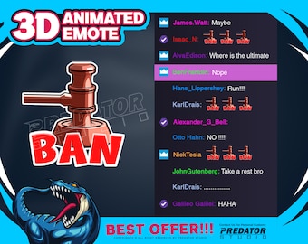 3D Animated Ban Hammer Emote: Twitch/Discord Stream