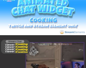 Widget de bate-papo de culinária animado: sobreposição de transmissão do Twitch