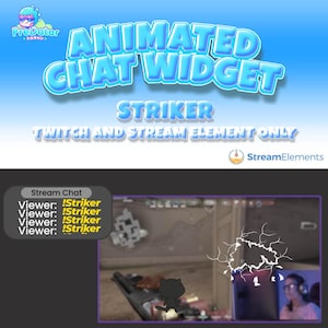 Widget de chat en vivo de Twitch / Superposición animada para streamers de juegos / Widget de chat de Twitch Striker