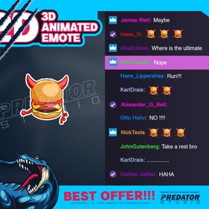 Devil Burger 3D Animated Emote, Discord Emotes, Kick Emote, Emotes Commission, Twitch Emote, Cute Emotes, Emote Animated, Food Emotes