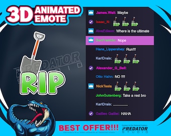 Emote animée RIP Shovel 3D : emote flux Twitch/Discord (GIF/PNG)