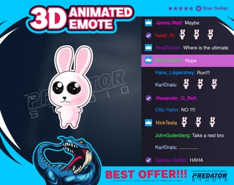 3D Animated Bunny Emote: Twitch, Kick, Discord Streamer Emotes