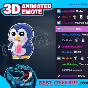 Stand Out in Twitch Chat with Penguin Alert Cheer 3D Animated Emotes - Kick Emote, Twitch Emote Pack, Cute Emotes, Game Emote
