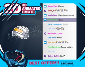 3D Animated Helmet Emote: Twitch/Kick Streamer GIF