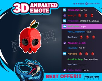 3D Animated Emote: Eerie Skull Apple for Twitch/Discord
